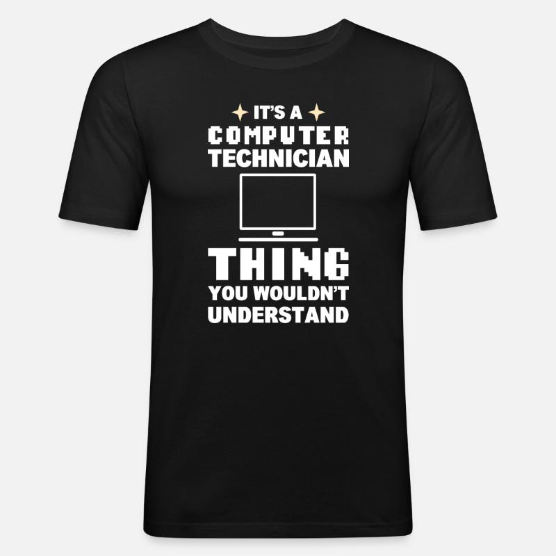 Lustiger Computerfreak Computertechniker - Männer Slim Fit T-Shirt - Schwarz