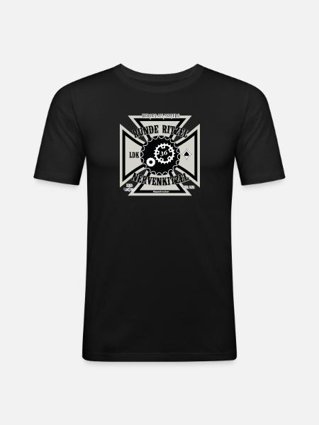 Heroes on Mopeds RR36 - Männer Slim Fit T-Shirt - Schwarz