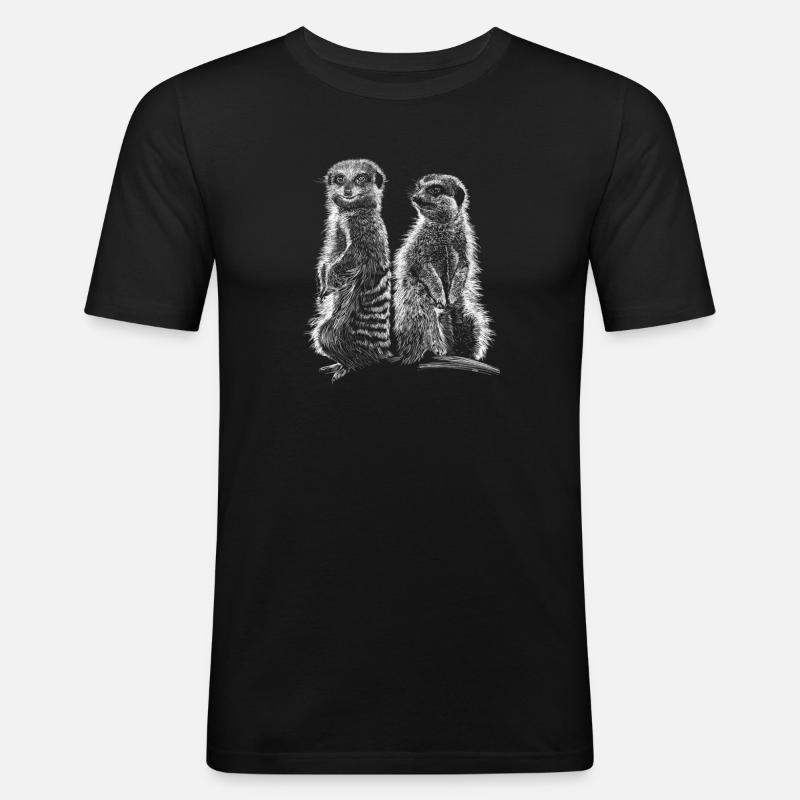 Erdmännchen - Männer Slim Fit T-Shirt - Schwarz