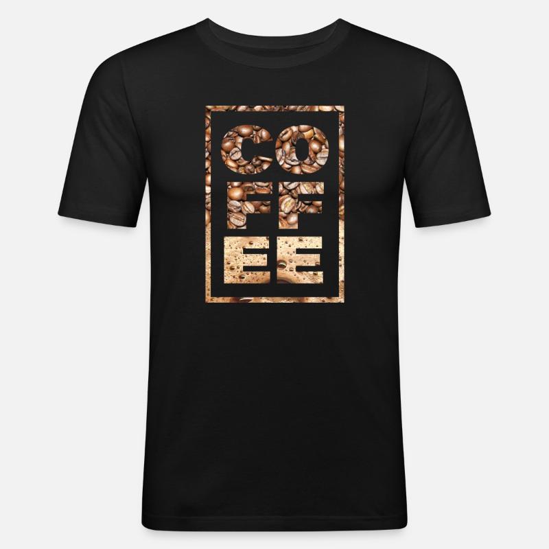 Kaffee Spruch Kaffeetrinker Kaffeebohnen Koffein - Männer Slim Fit T-Shirt - Schwarz