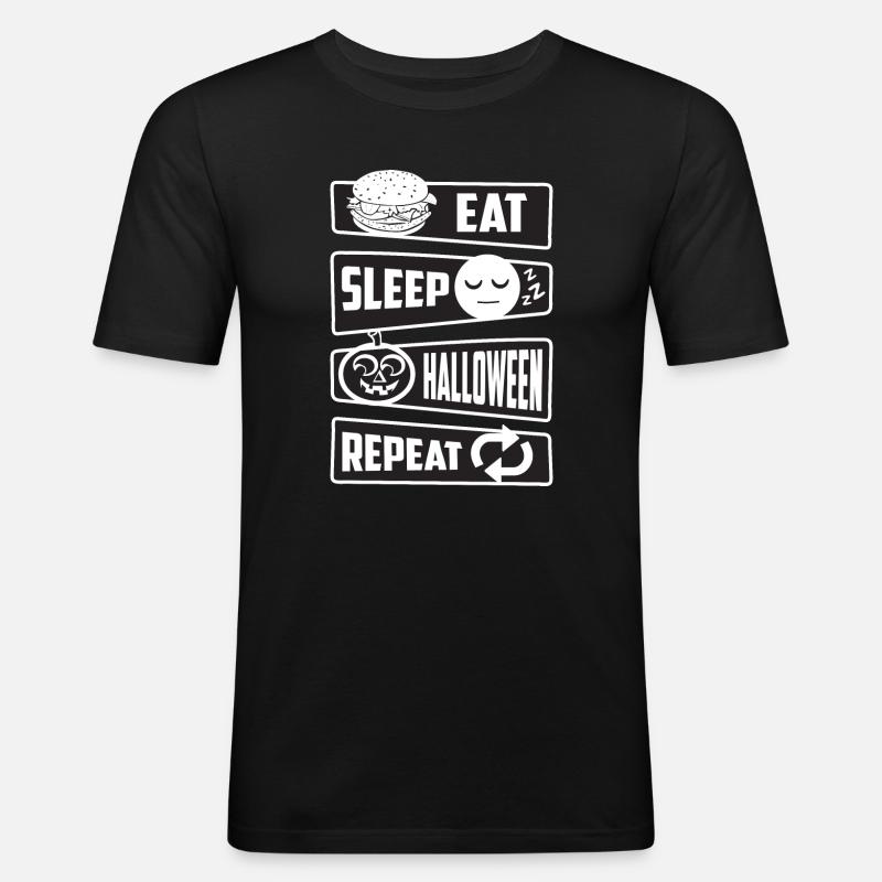 Eating, sleeping, Halloween, repeating - Men's Slim Fit T-Shirt - black