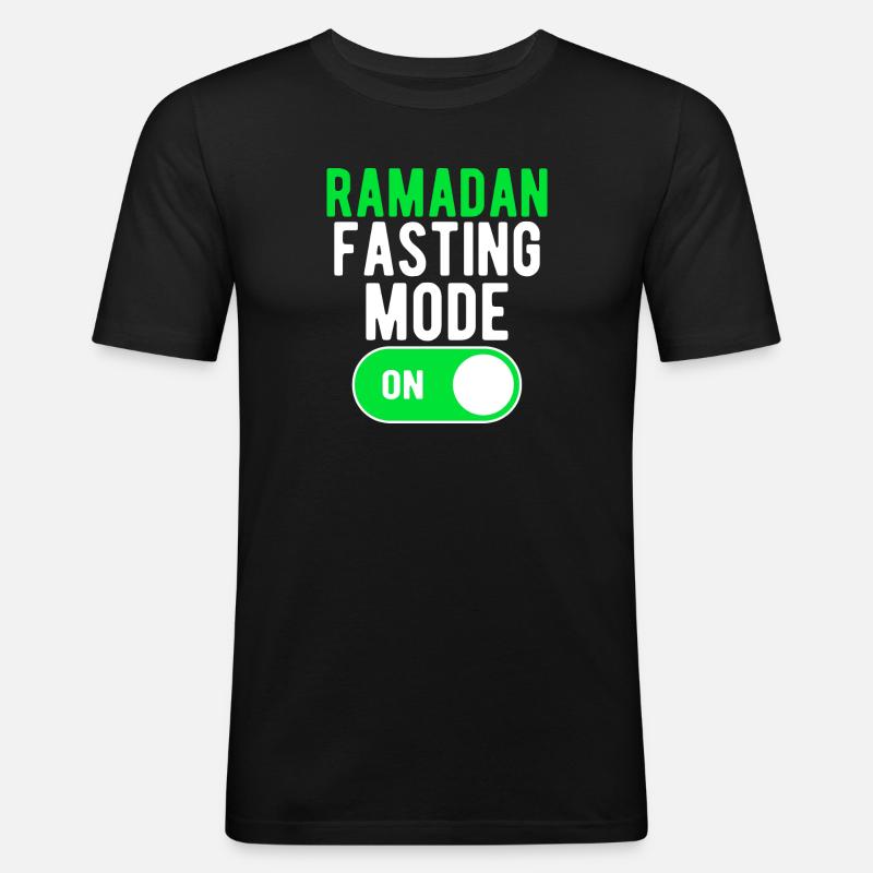 Ramadan-Fastenmodus EIN - Männer Slim Fit T-Shirt - Schwarz