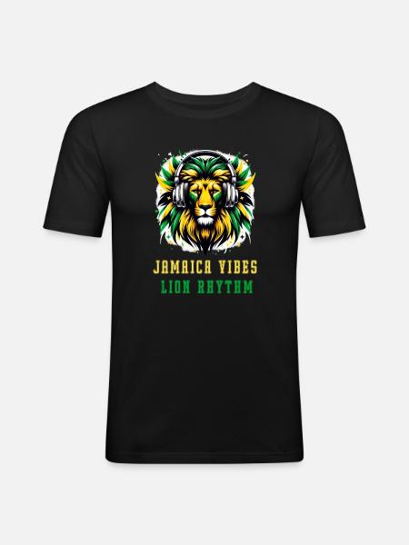 Jamaica lion reggae design - Men's Slim Fit T-Shirt - black