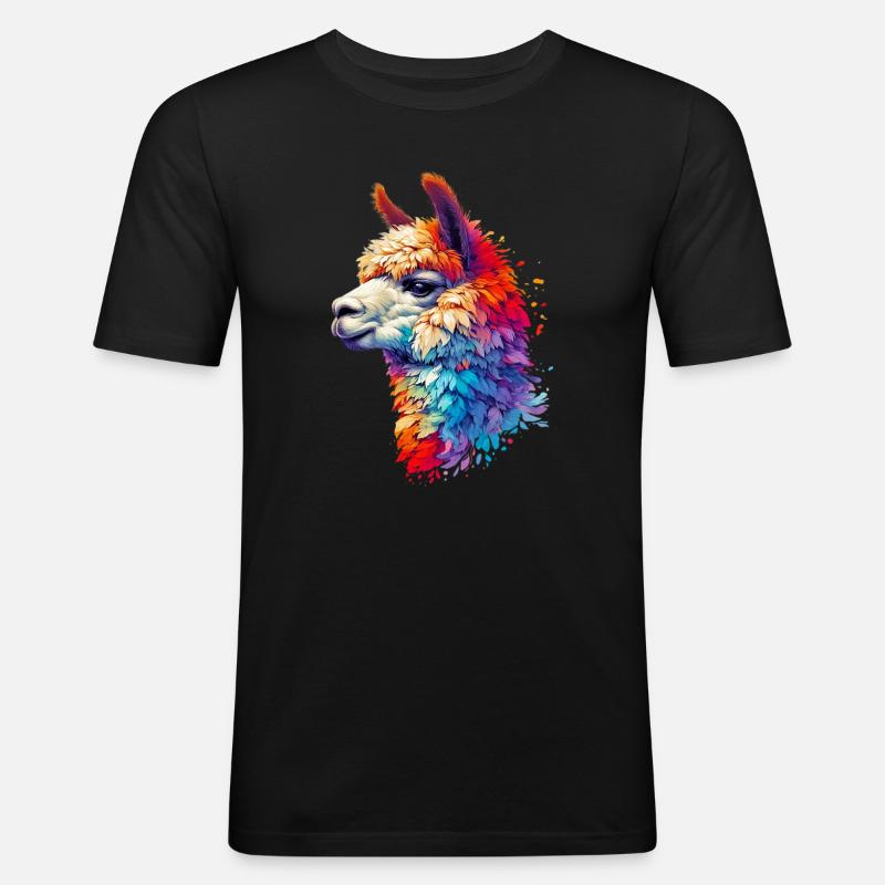 Alpaka - Männer Slim Fit T-Shirt - Schwarz