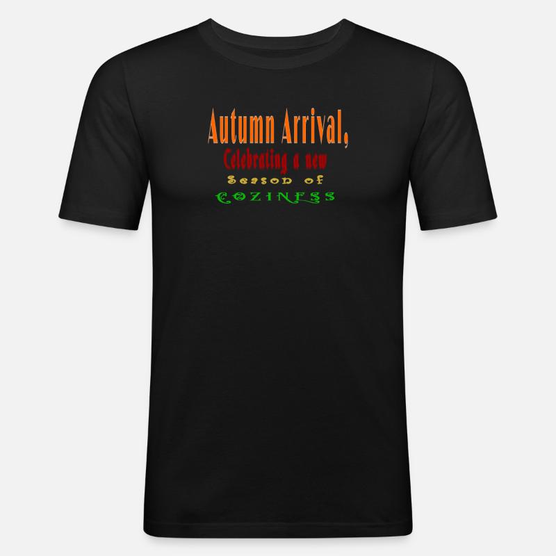Lebendiges Herbstblättermuster T-Shirt - Männer Slim Fit T-Shirt - Schwarz