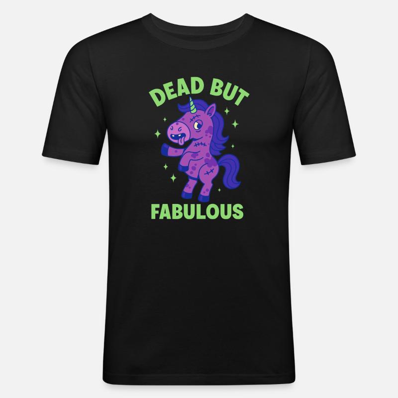 Buntes Einhorn mit Spruch - Männer Slim Fit T-Shirt - Schwarz