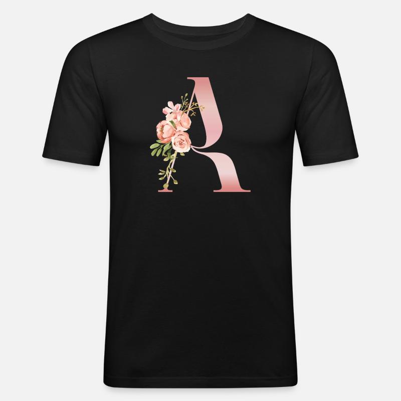 Monogramm Ein Pastellblume - Männer Slim Fit T-Shirt - Schwarz