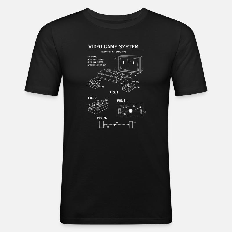 Plan de la console rétro - T-shirt près du corps Homme - noir