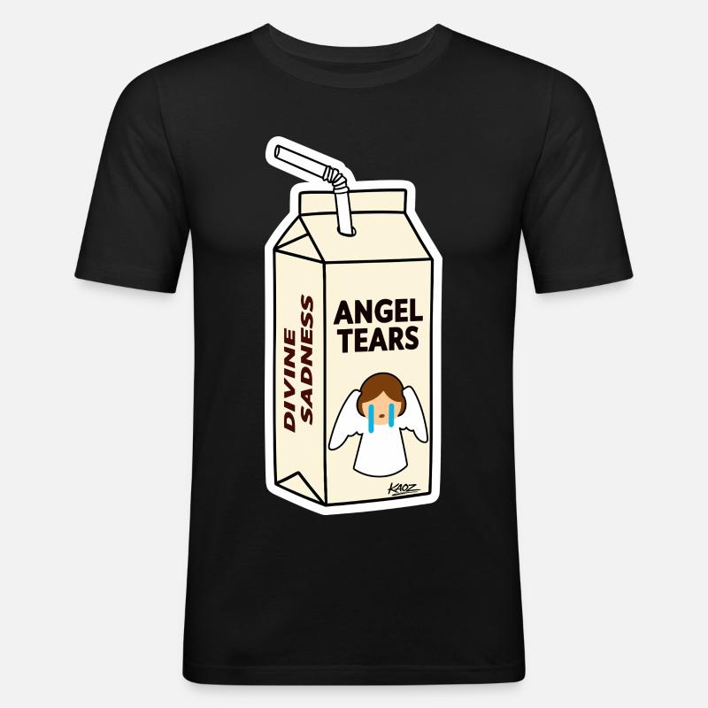 Angel Tears Karton - Männer Slim Fit T-Shirt - Schwarz