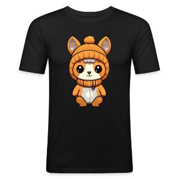 Squirrel Winter Comic Cute - Men's Slim Fit T-Shirt - black - Front - Nik (191cm)