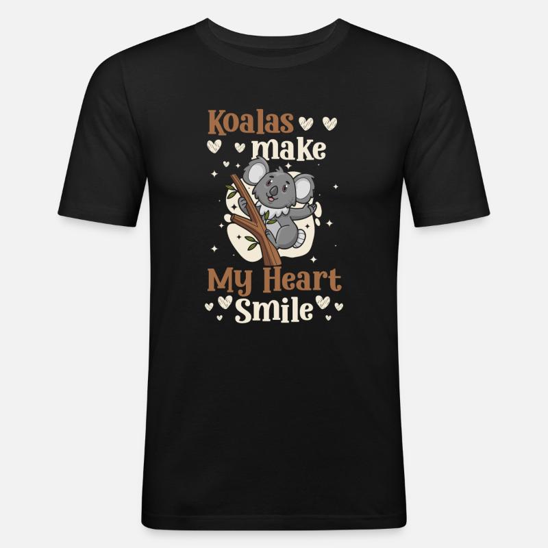 Eukalyptus Tier Fell Baum - Männer Slim Fit T-Shirt - Schwarz