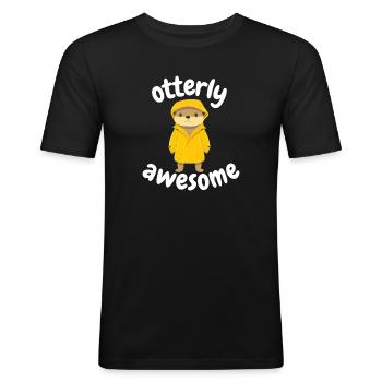 Mignon Loutre Cartoon Style Tshirt pour enfants - T-shirt près du corps Homme - noir - Devant - Nik (191cm)