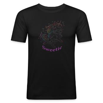 Sweet Unicorn - Männer Slim Fit T-Shirt - Schwarz - Vorne - Nik (191cm)