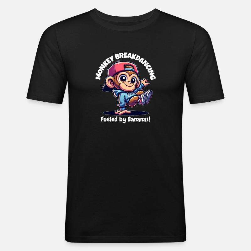 Affen-Breakdancer - Männer Slim Fit T-Shirt - Schwarz