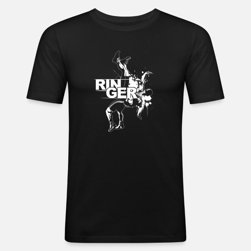 Ringer - Männer Slim Fit T-Shirt - Schwarz