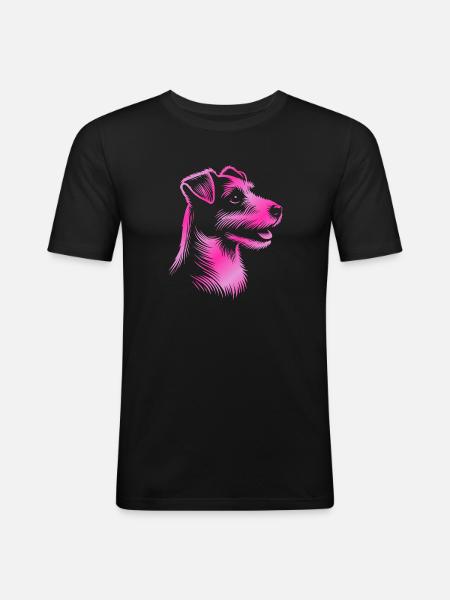 Russell Terrier drawing head pink - Men's Slim Fit T-Shirt - black