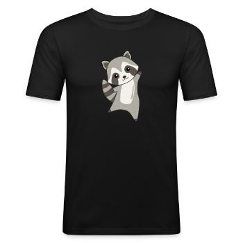 Waschbär süße Tiere Kinder Geschenkidee - Men's Slim Fit T-Shirt - black - Front - Nik (191cm)
