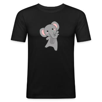Elefant süße Tiere rosa Elefanten Zoo tiere - Männer Slim Fit T-Shirt - Schwarz - Vorne - Nik (191cm)