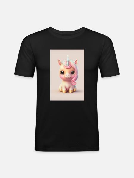 Bébé licorne - T-shirt près du corps Homme - noir