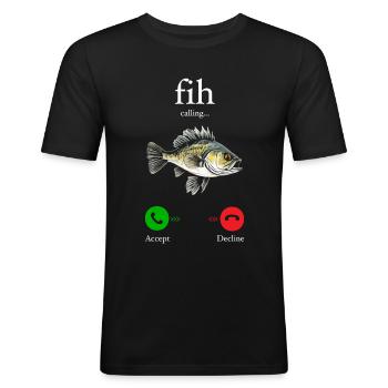 Lustiger Fih Fisch Meme Fisch Fih Lustiger falsch geschriebener Fisch - Männer Slim Fit T-Shirt - Schwarz - Vorne - Nik (191cm)