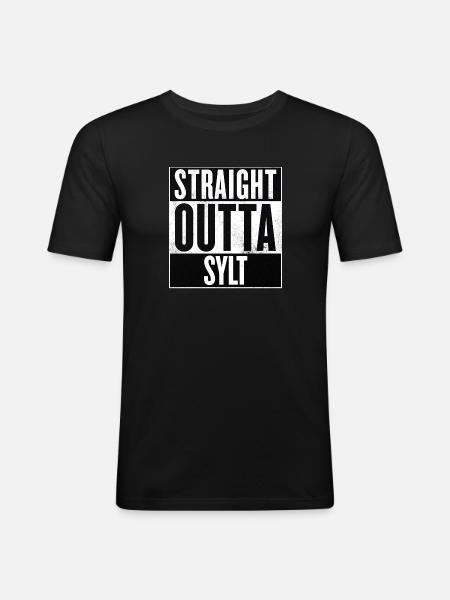 Straight Outta Sylt - Männer Slim Fit T-Shirt - Schwarz