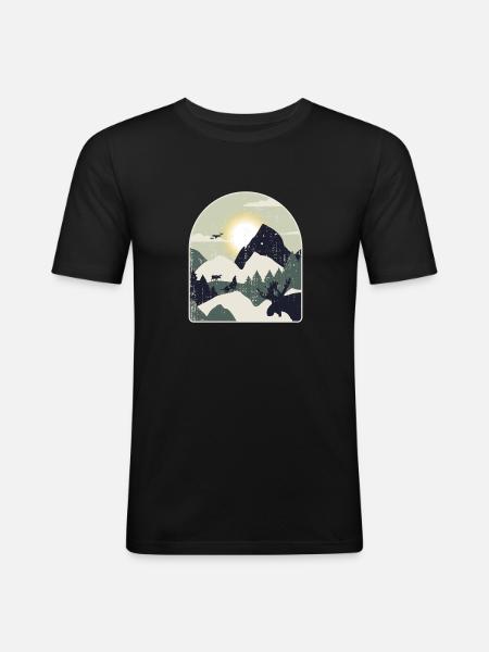 Nature Forest Mountains Hiking - Men's Slim Fit T-Shirt - black