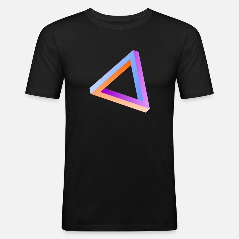 Impossible triangle optical illusion - Men's Slim Fit T-Shirt - black