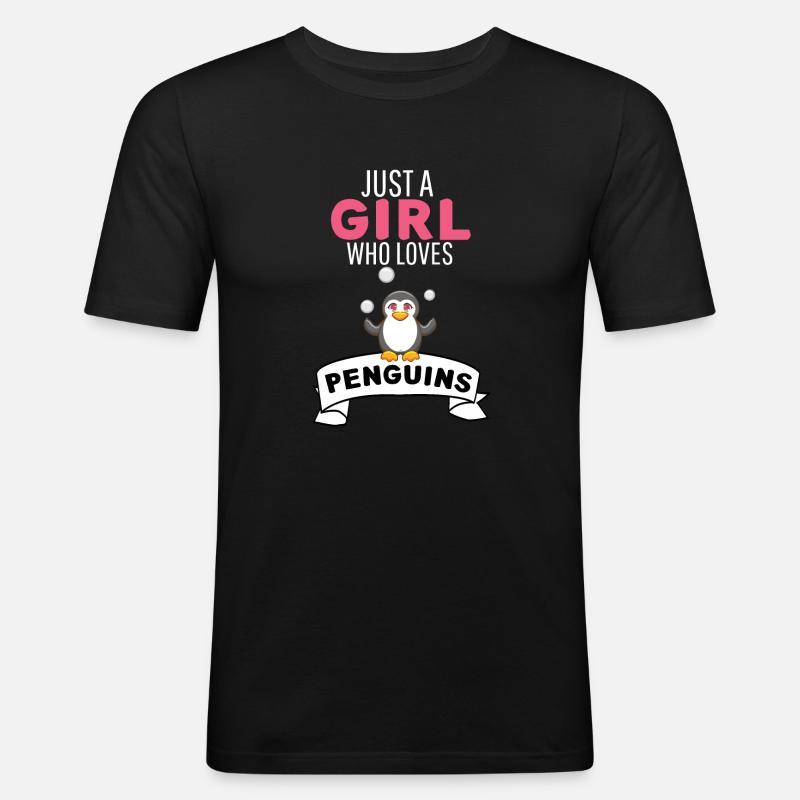 Antarktis Tier Mädchen Geschenkidee Pinguin - Männer Slim Fit T-Shirt - Schwarz