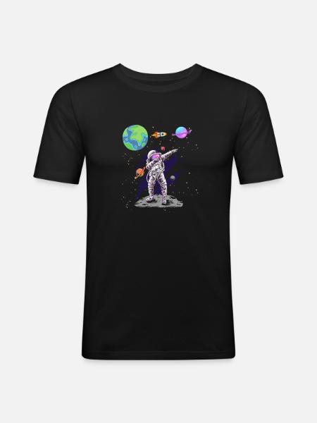 Dabbing Astronaute Planètes spatiales Astronomie - T-shirt près du corps Homme - noir