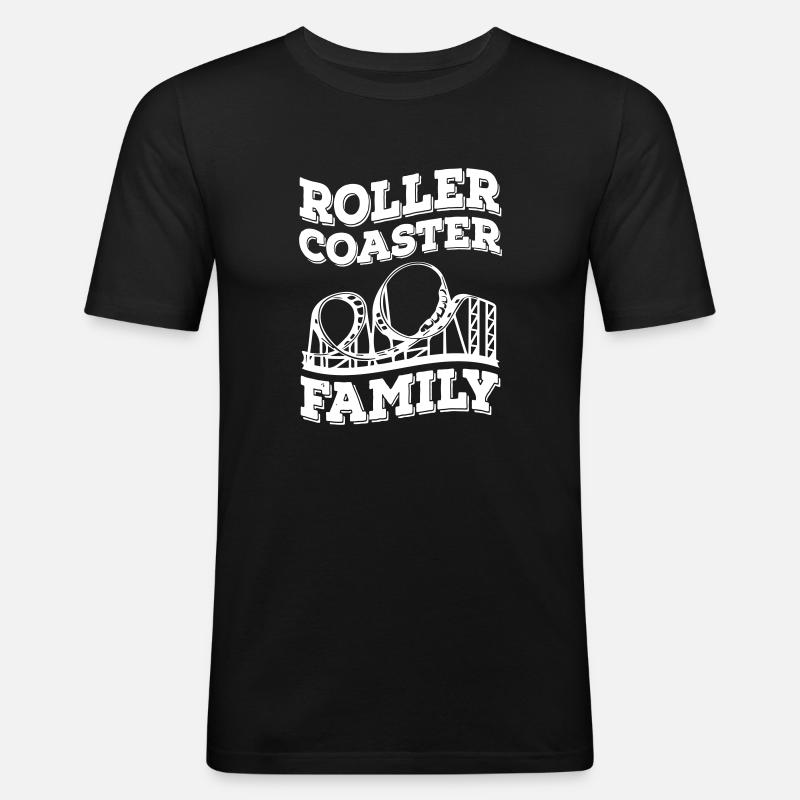 Roller Coaster Family - Männer Slim Fit T-Shirt - Schwarz