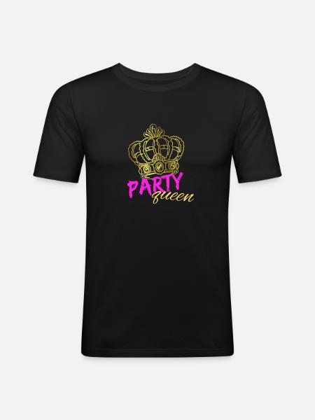 Party Queen - Männer Slim Fit T-Shirt - Schwarz