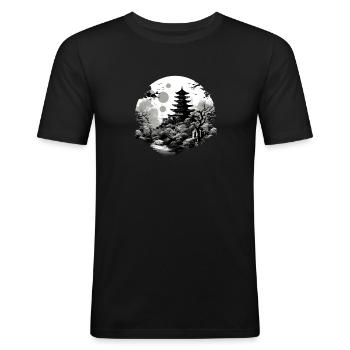 Japon noir et blanc - T-shirt près du corps Homme - noir - Devant - Nik (191cm)