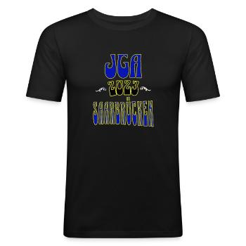 Saarbrücken JGA Junggesellenabschied 2023 für Fans - Männer Slim Fit T-Shirt - Schwarz - Vorne - Nik (191cm)