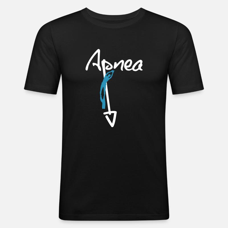 Apnea Script - Männer Slim Fit T-Shirt - Schwarz