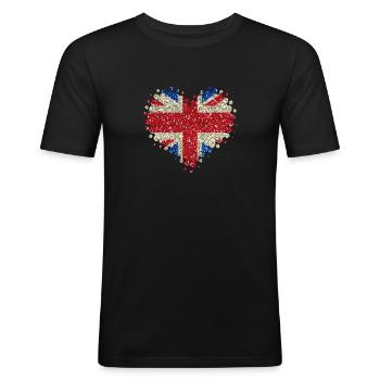 I Love Great Britain - England Union Jack - Men's Slim Fit T-Shirt - black - Front - Nik (191cm)