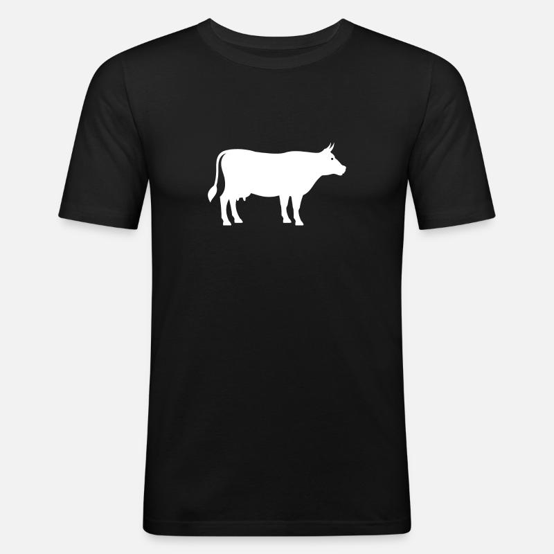 kuh - Männer Slim Fit T-Shirt - Schwarz