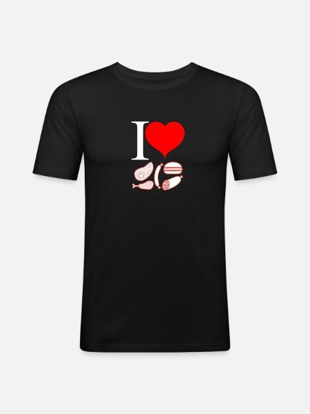I love meat - Men's Slim Fit T-Shirt - black