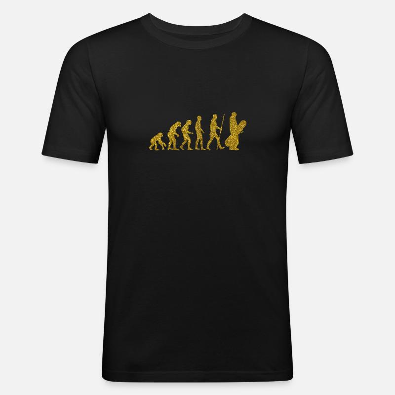 Evolution Snowboard Golden Glitter Effekt - Männer Slim Fit T-Shirt - Schwarz