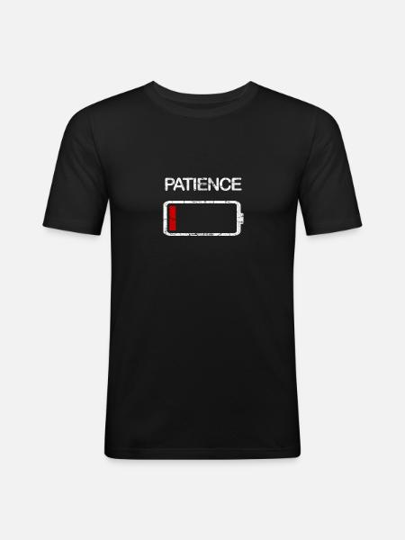 Battery empty Patience brushed - Men's Slim Fit T-Shirt - black
