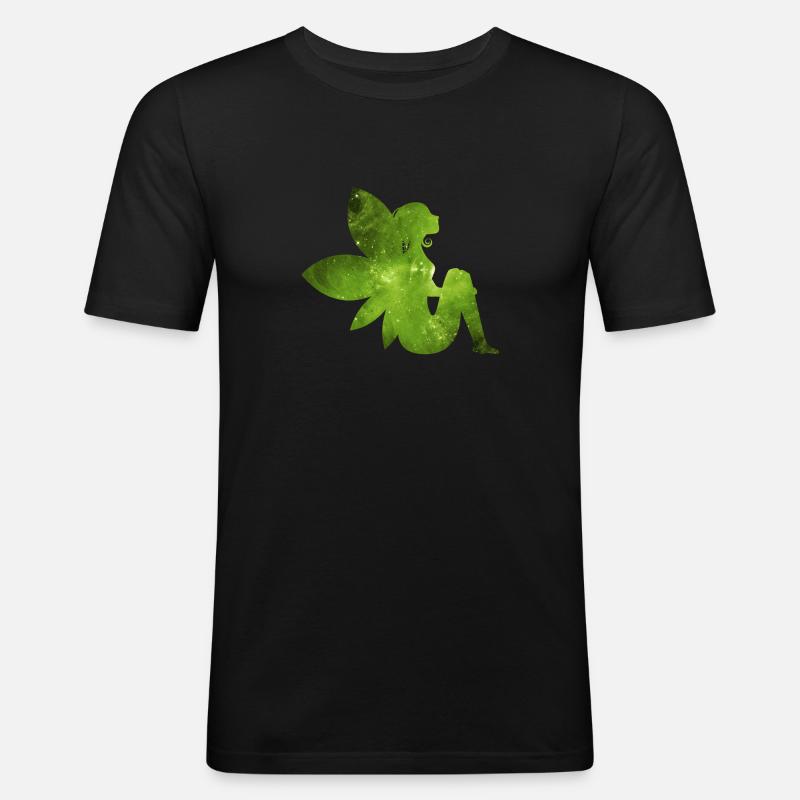Grüne Fee Geschenk Idee Elfe - Männer Slim Fit T-Shirt - Schwarz