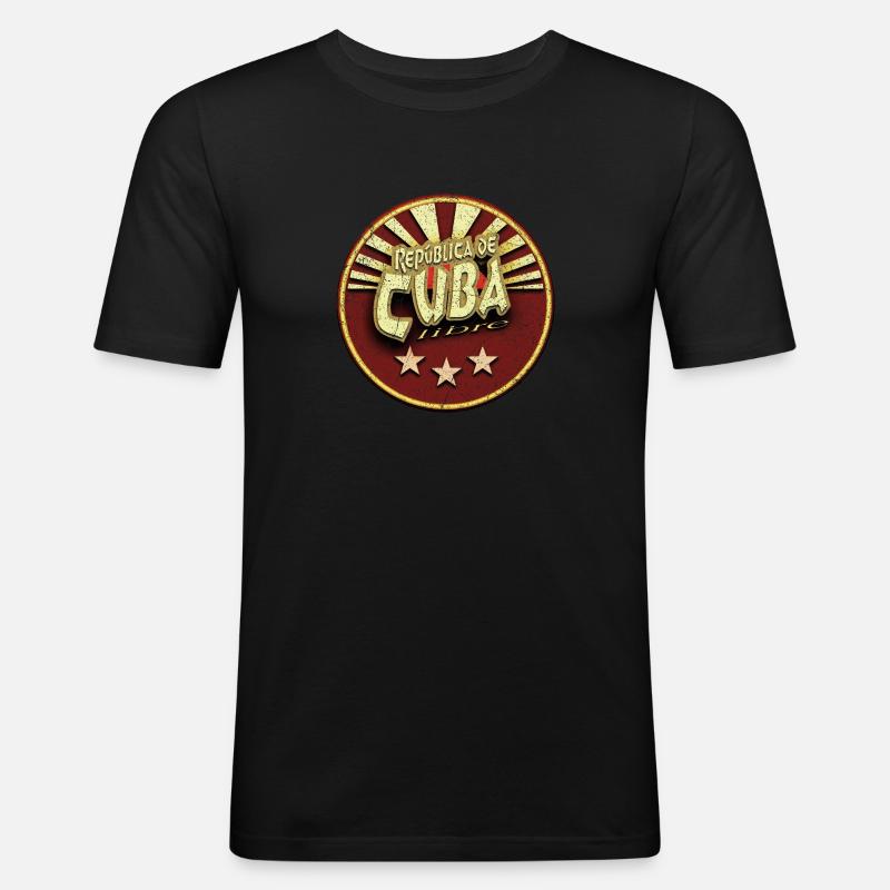 Republica De Cuba Libre (oldstyle) - Männer Slim Fit T-Shirt - Schwarz