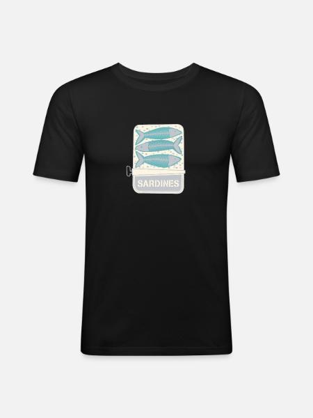 Sardiner, Dåse, Fiskeri, Fisk, Olie - Herre Slim Fit T-Shirt - sort