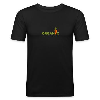 Organic. Bio. Eat. - Men's Slim Fit T-Shirt - black - Front - Nik (191cm)