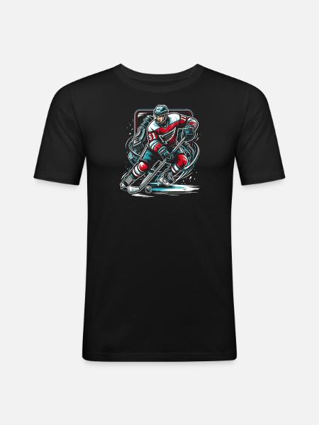 Hockey sur glace - T-shirt près du corps Homme - noir