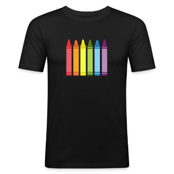 Frets LGBT Gay Pride CSD Rainbow - T-shirt près du corps Homme - noir - Devant - Nik (191cm)