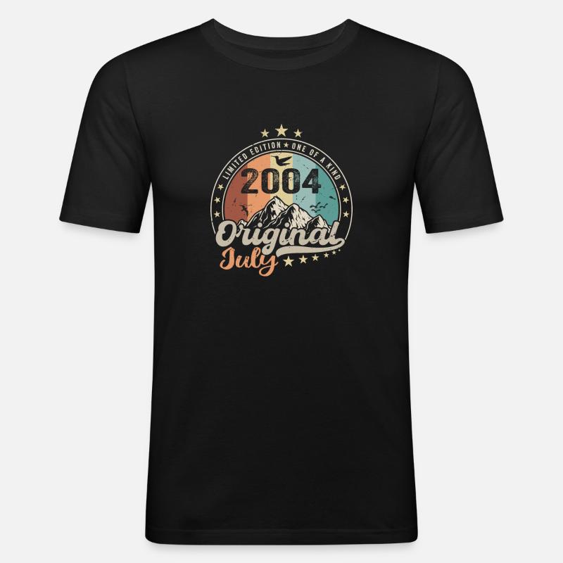 Juli 2004 Jubiläums-Geschenkidee Juli 2004 - Männer Slim Fit T-Shirt - Schwarz