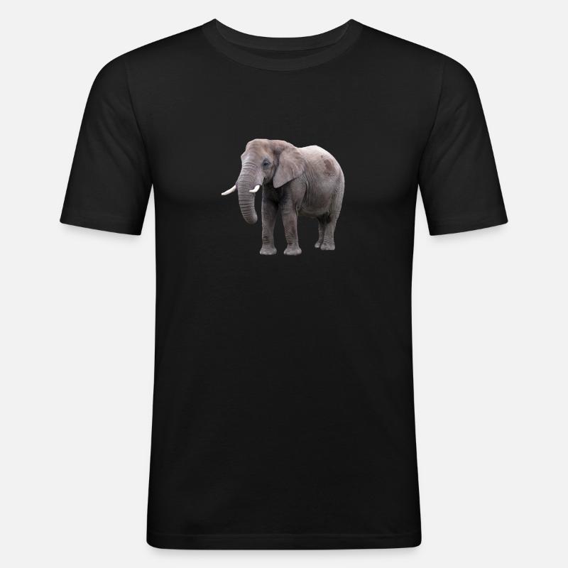 Elefant - Männer Slim Fit T-Shirt - Schwarz