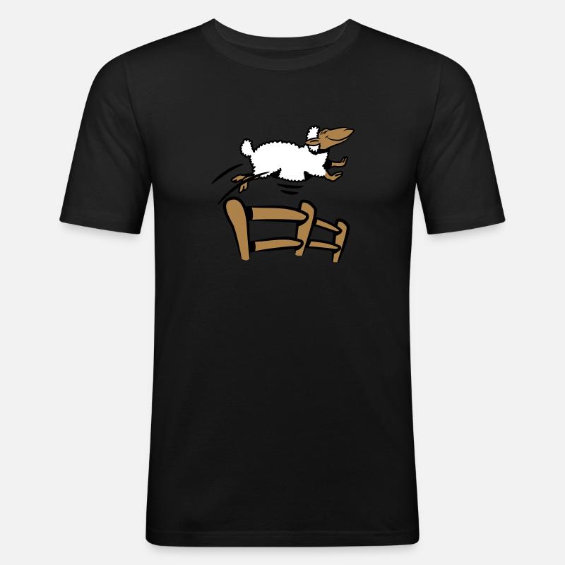 SCHAF springen Zaun - Männer Slim Fit T-Shirt - Schwarz
