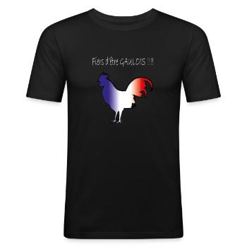 coq gaulois blanc - Männer Slim Fit T-Shirt - Schwarz - Vorne - Nik (191cm)
