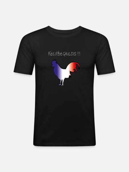 coq gaulois blanc - Men's Slim Fit T-Shirt - black